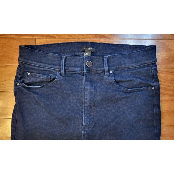 Ann Taylor Jeans Pants Skinny Blue Cotton Blend Size 6 Animal Print - Picture 3 of 13